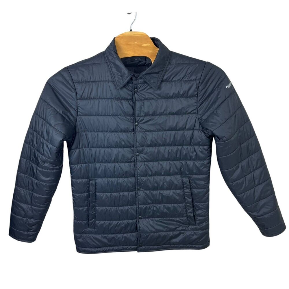 aparso Womens Large Black‎ Nylon Snap Button Soft Shell Puffer Jacket